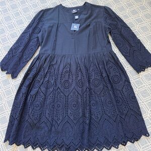 NWT Madison Mathews Folly Navy Eyelet Mini Dress, Size Medium
